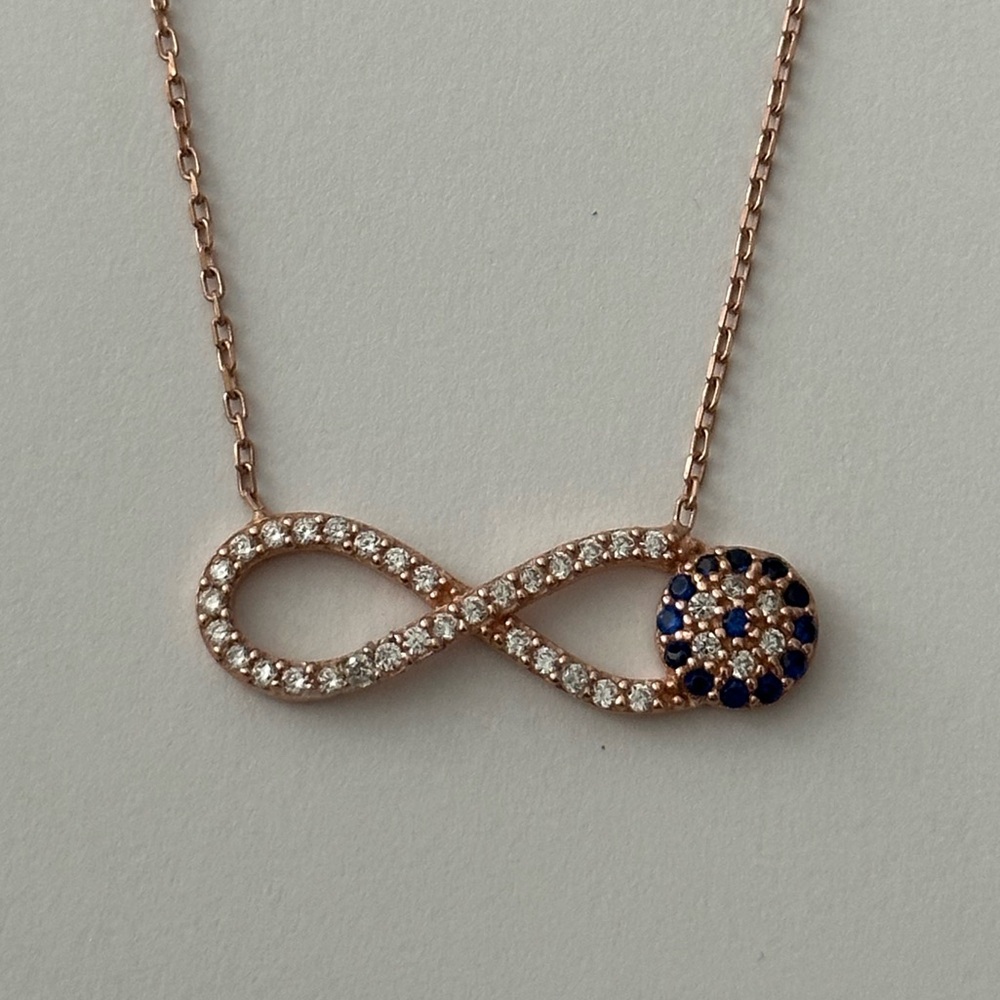 925 Silver infinity evil eye cubic zirconia cz stones necklace infiniti evileye